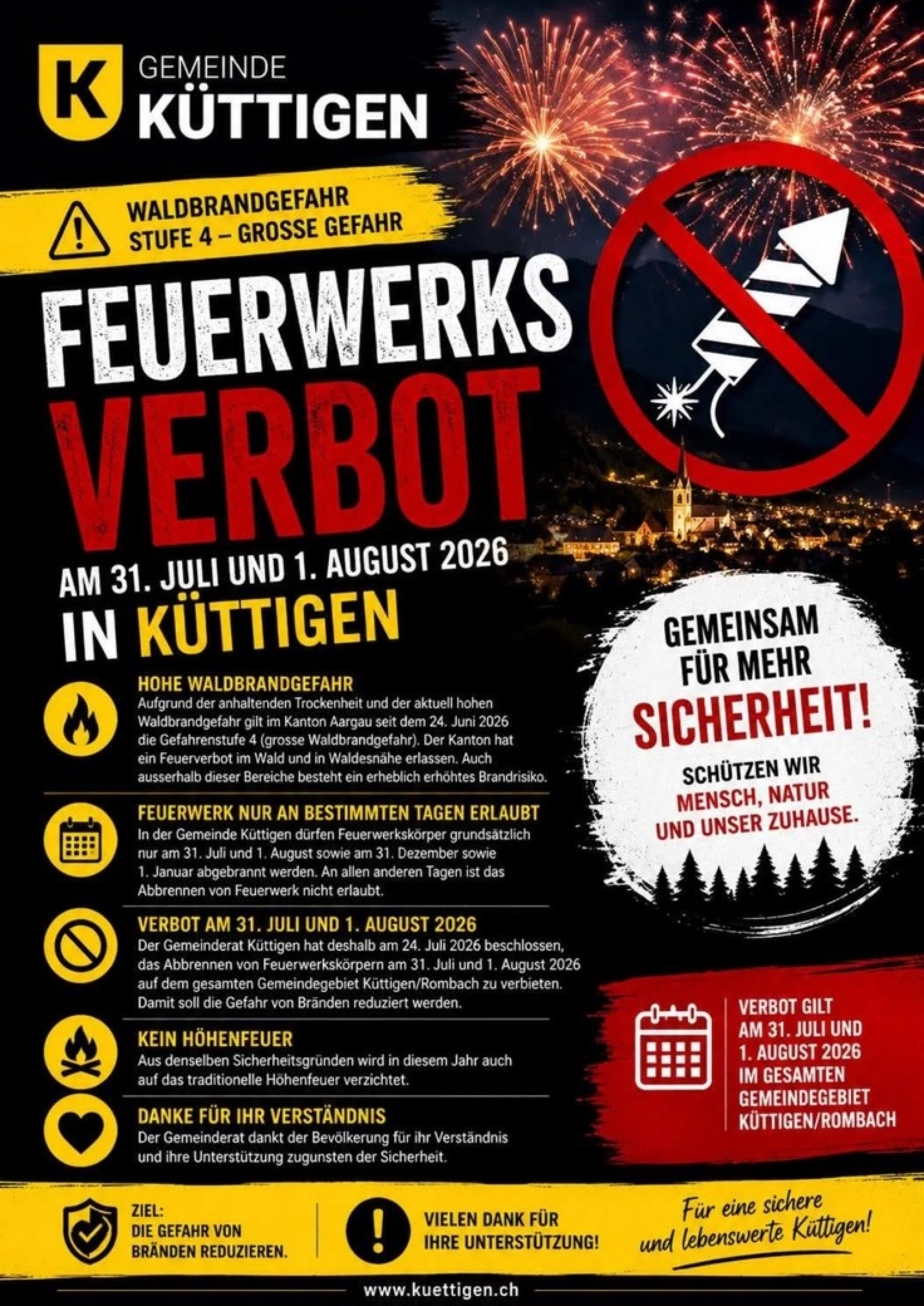 Flyer Feuerwerksverbot 31.07. / 01.08.2026